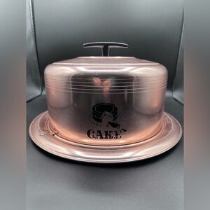 West Bend Rose Gold Aluminum Cake Carrier – 10" Base, Locking Lid, USA-VINTAGE